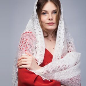 Пуховая шаль "Пчелиные соты"